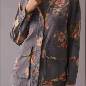 Pilcro Floral Wanderer Utility Jacket in Gray and Pink